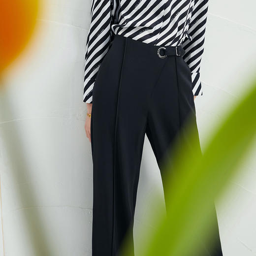 EITIE爱特爱春季新款高腰阔腿裤通勤宽松显瘦百搭纯色长裤6605303 商品图3