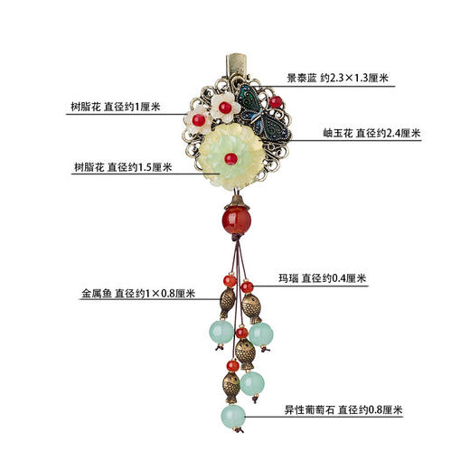 岫玉花朵小发夹成人头饰半扎发盘发边夹顶夹民族风发饰复古流苏女 商品图4