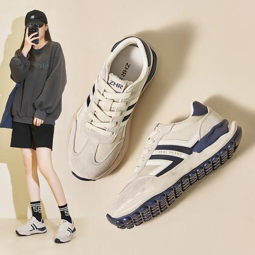 ZHR则则舒适女鞋 2022新款时尚圆头平底休闲鞋舒适百搭厚底运动鞋 商品图0