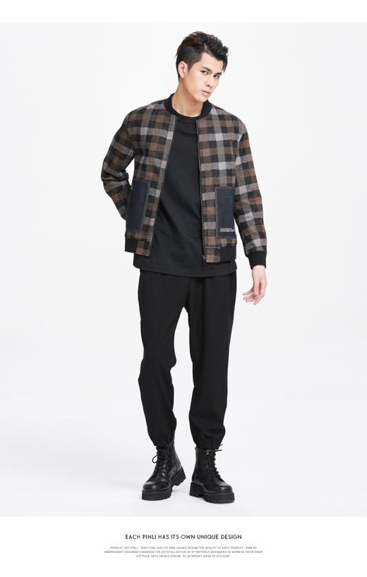 PINLI品立秋冬新款百搭纯色直筒休闲束脚长裤男潮B213117122 商品图1