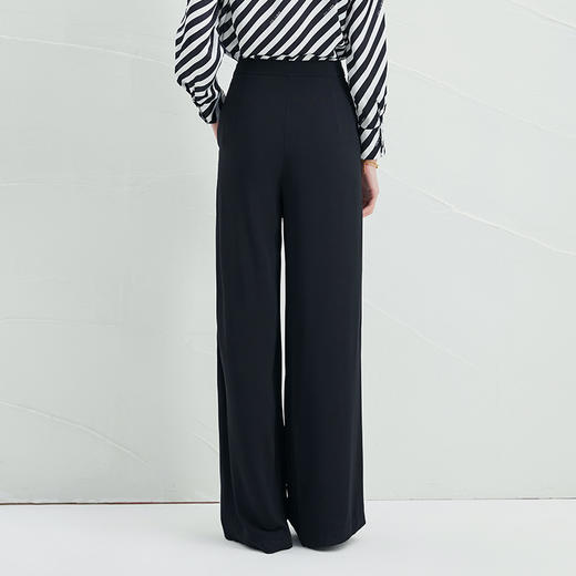 EITIE爱特爱春季新款高腰阔腿裤通勤宽松显瘦百搭纯色长裤6605303 商品图4