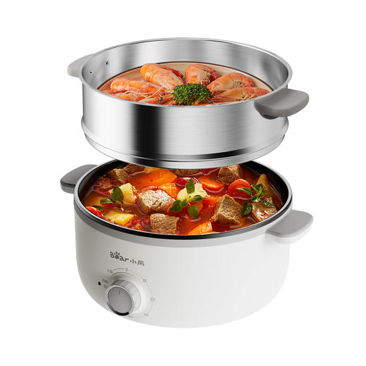 【小程序】小熊电蒸锅 DZG-CA3A1  60分钟定时器+2个5L蒸笼+玻璃盖 商品图4
