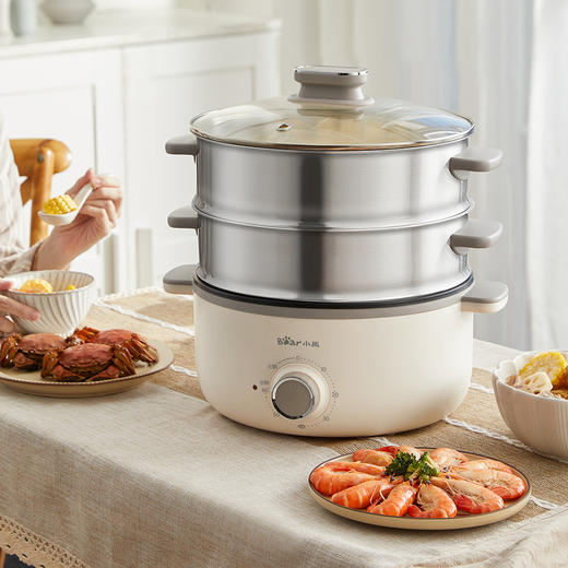 【小程序】小熊电蒸锅 DZG-CA3A1  60分钟定时器+2个5L蒸笼+玻璃盖 商品图7