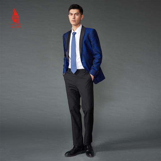 SAINTJOY/上久楷 真丝领带  方格斑点蓝色 PZS21A13 商品图2