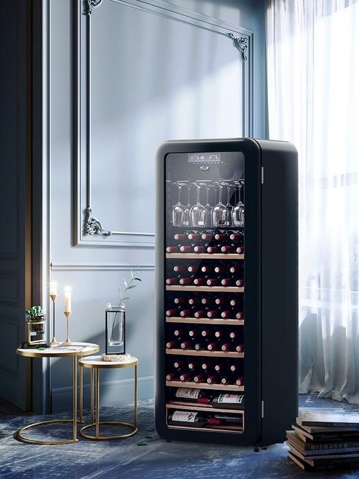 HCK哈士奇208RG圆弧红酒柜92瓶恒温嵌入式客厅超薄冷藏冰吧雪茄冰箱 商品图2