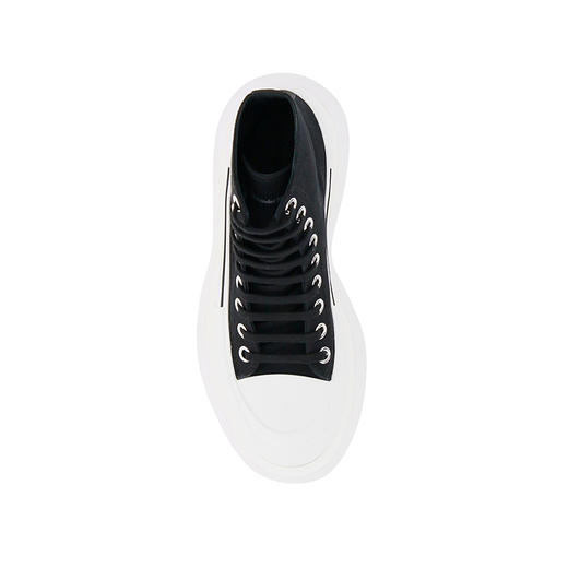 ALEXANDER MCQUEEN 亚历山大.麦昆 男士棉质 Tread Slick 系带休闲高帮靴子 黑色 604254 W4MV2 1070 商品图1
