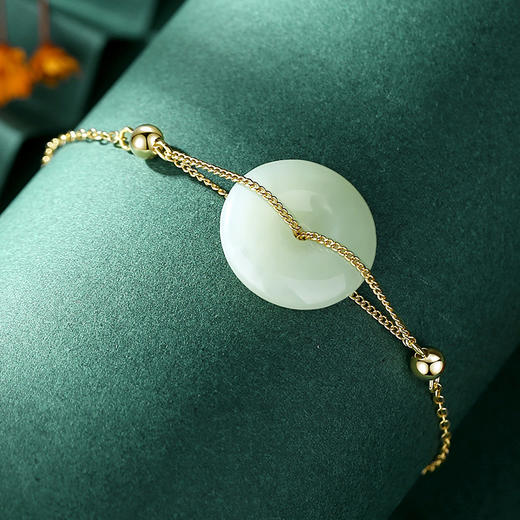 子佩集【平平安安】S925银国潮古法银和田玉手链【JHY-A000364X】 商品图1