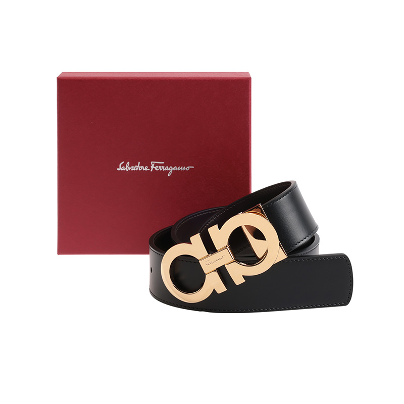 【瑕疵特惠秒】Ferragamo 菲拉格慕 男士高亮金色真皮腰带 10222