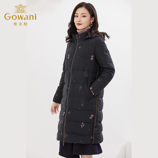 乔万尼羽绒服新款洋气时尚女黑色长款加厚EI4T687 商品图1