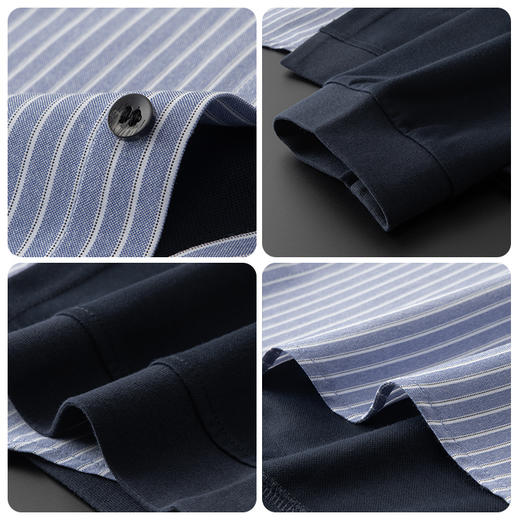 【新款DDA】大依优型大码假两件衬衫男士条纹翻领长袖商务休闲上衣加肥加大胖子 商品图2