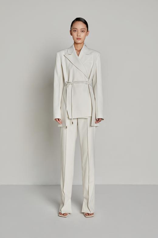 一粒扣起梗直筒长裤 商品图1