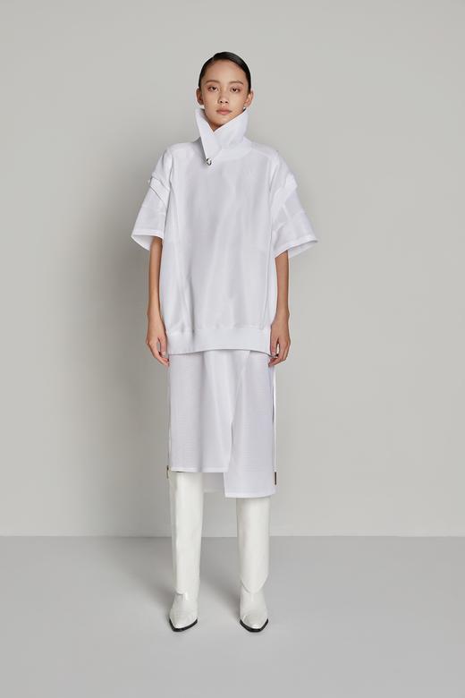 腰部拼接V领翻领双环上衣 商品图1