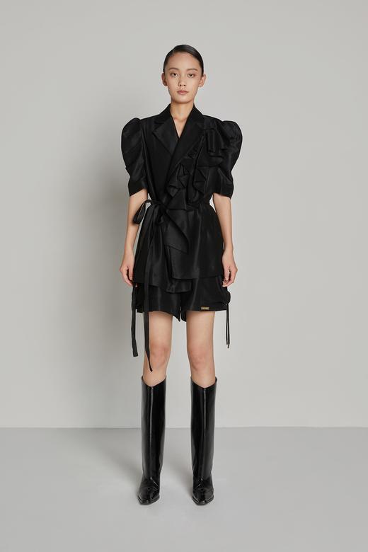 泡泡袖溢边收腰西服 商品图0