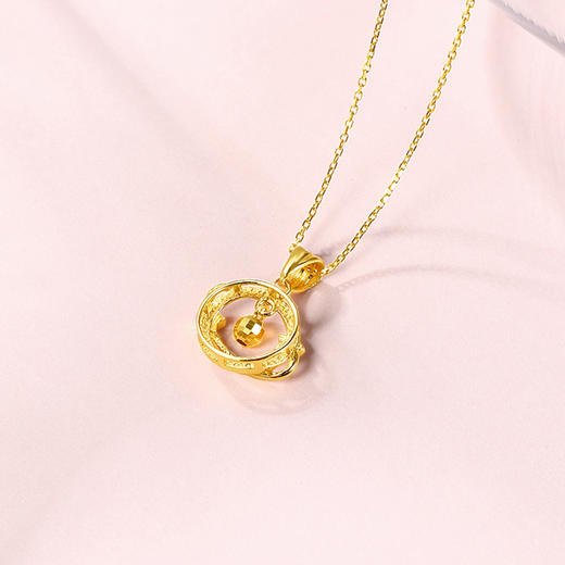 周六福黄金吊坠女足金计价5G金木星星球挂坠抖音同款硬金官方正品 商品图2