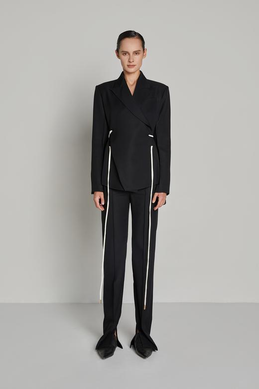 一粒扣起梗直筒长裤 商品图1