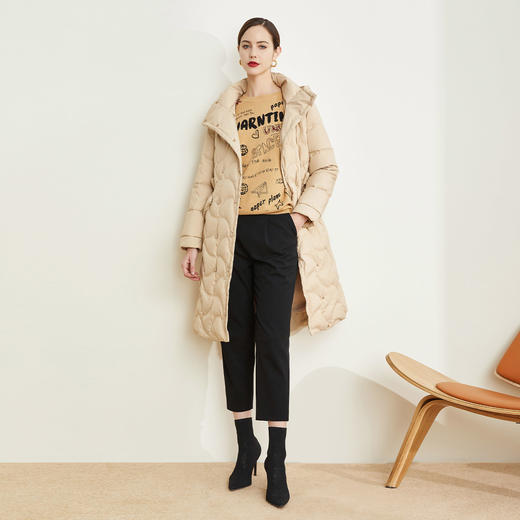 LR024斯尔丽瑟俪2021年冬上新压花别致中长款羽绒服款 商品图2