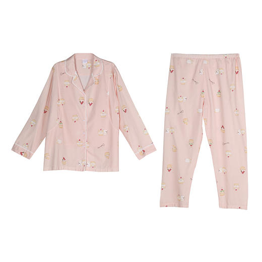 都市丽人女士棉质孕哺套装梭织棉薄长袖睡衣LH2CA4 商品图5