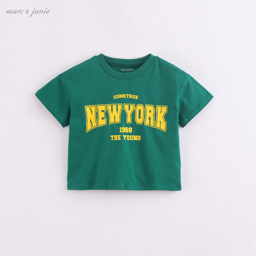 马克珍妮夏装 男童字母撞色运动短袖t恤 儿童上衣220716 商品图1