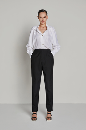 插肩袖飘带领衬衫