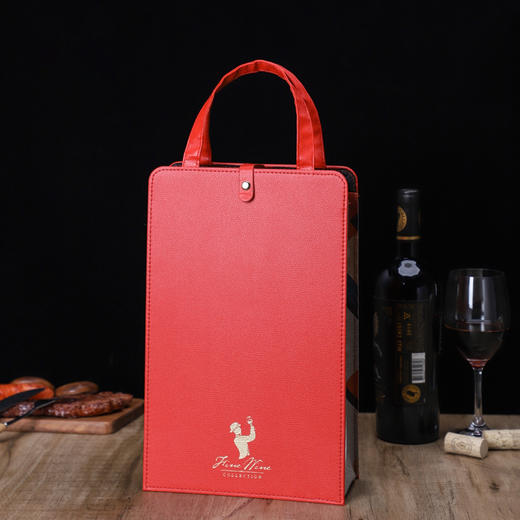 【送礼必备】经典红双支手提皮质礼袋（礼盒不含酒） 商品图2