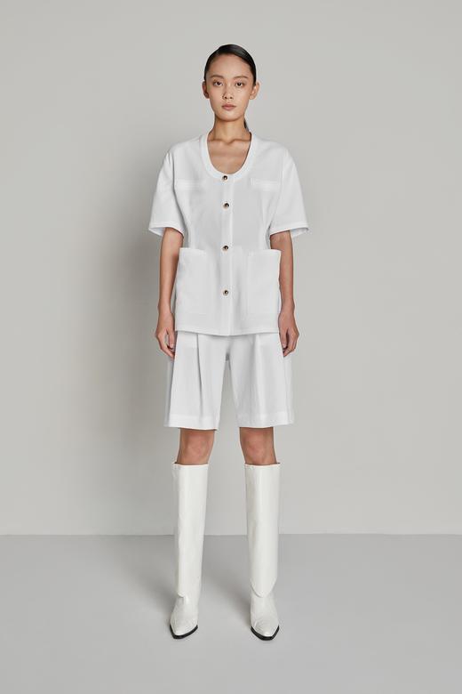 宽松压褶腰带阔腿短裤 商品图0