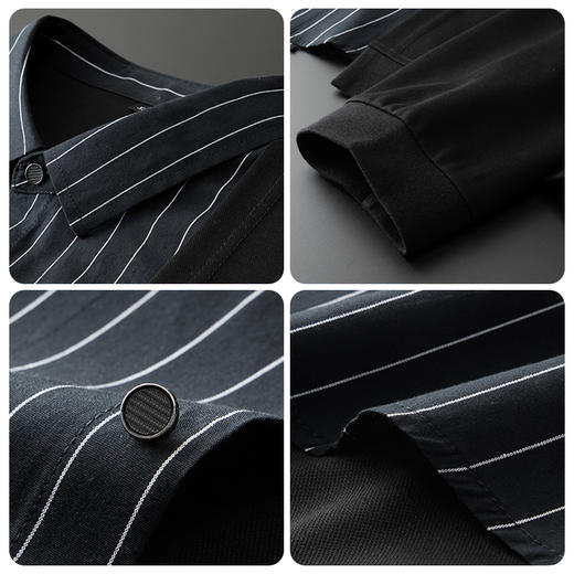 【新款DDA】大依优型大码假两件衬衫男士条纹翻领长袖商务休闲上衣加肥加大胖子 商品图3