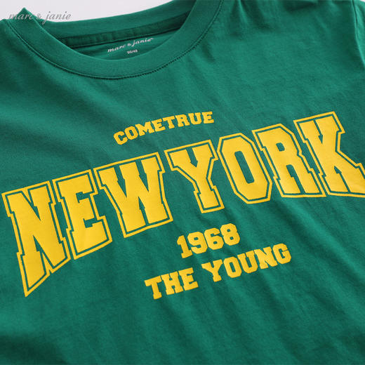 马克珍妮夏装 男童字母撞色运动短袖t恤 儿童上衣220716 商品图5