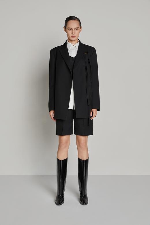 不对称溢边条直身西服 商品图2