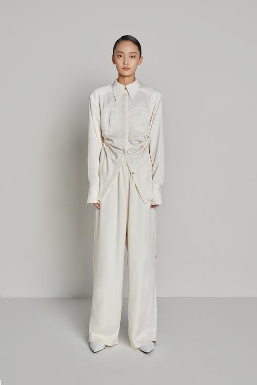 抽绳松紧腰垂褶长裤 商品图2