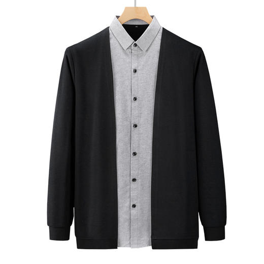 【新款DDA】大依优型大码假两件衬衫男士条纹翻领长袖商务休闲上衣加肥加大胖子 商品图4