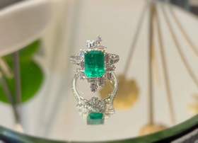 「几何」Vivid Green祖母绿钻石戒指 2.79克拉祖母绿
