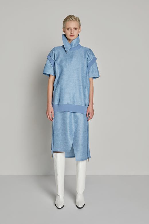 腰部拼接V领翻领双环上衣 商品图1