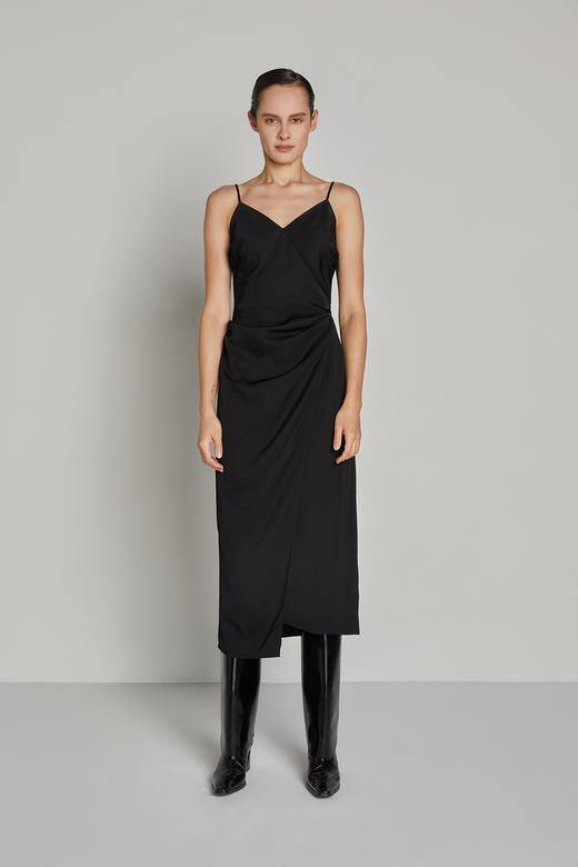 双侧腰捏褶吊带连衣裙 商品图0