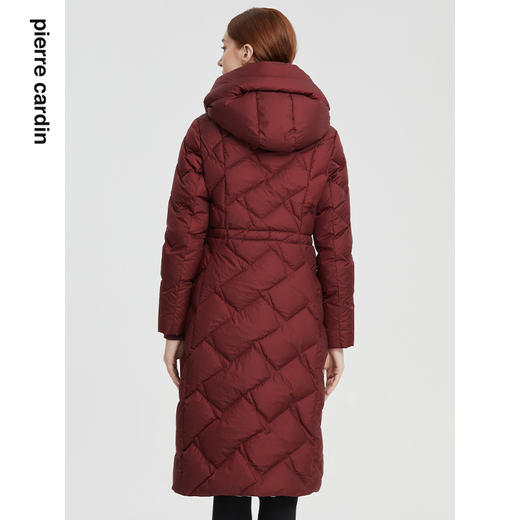 皮尔卡丹女装时尚复古红保暖通勤收腰连帽羽绒服P1489Y1411T0
 商品图2