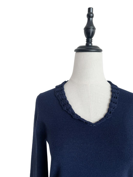 TYNVIE 镂空钩花拼接羊绒羊毛套头衫 商品图6