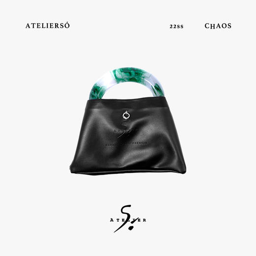 22SS CHAOS ｜巴别塔  皮具系列 -水绿晕染手柄+黑色pu手袋 商品图0