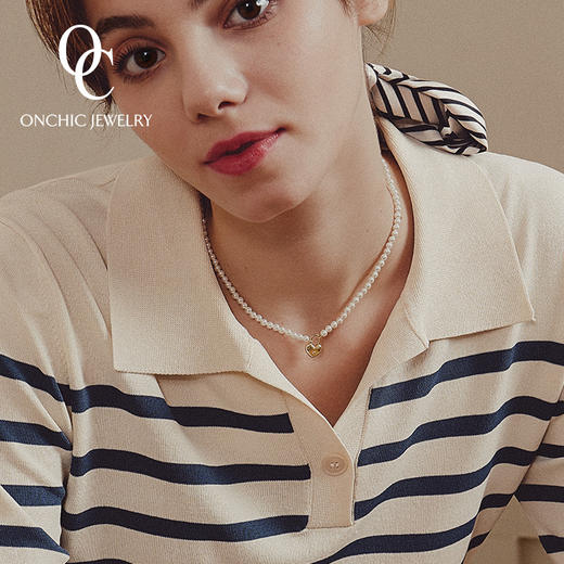 Onchic 原创光耀心锁项链贝珠锁骨链 商品图2