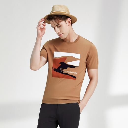 【伊力特】柒牌短袖t恤男夏季新款字母潮流撞色圆领薄套头衫122T71210 商品图1