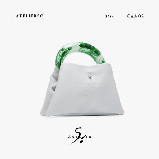 22SS CHAOS ｜巴别塔   皮具系列 -绿色晕染手柄+灰pu手袋 商品图0