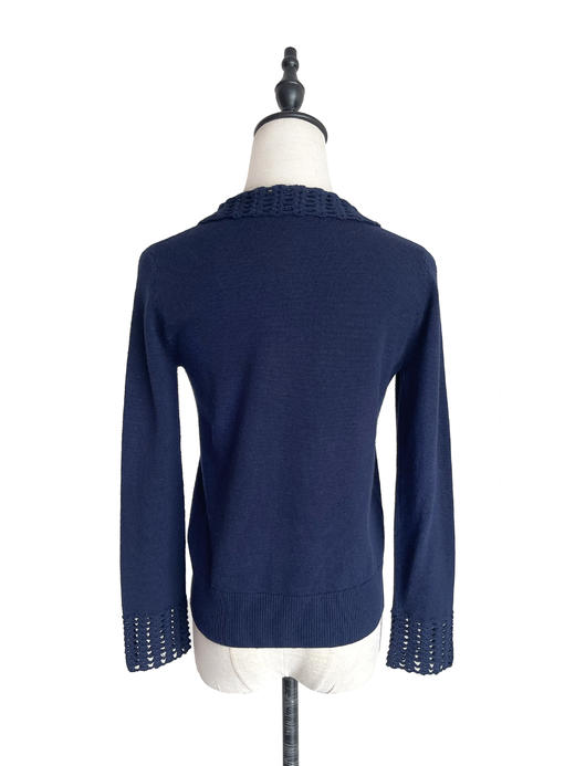 TYNVIE 镂空钩花拼接羊绒羊毛套头衫 商品图3