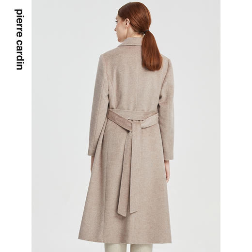 皮尔卡丹女装大衣咖色翻领中长款通勤羊毛呢外套P1437C1950K0 商品图2