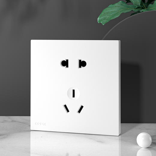欧普（OPPLE）无边框开关插座W17悦歆月光白面板墙壁暗装一开5五孔多孔86型USB大面板 商品图1