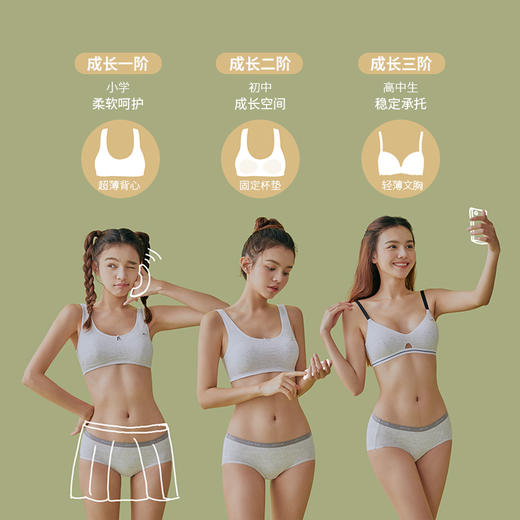 都市丽人内衣少女三步优选薄泳布无钢圈3/4杯针织内衣LB26F1 商品图3