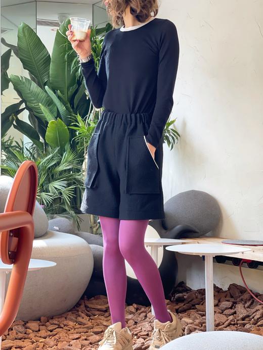 TYNVIE 大插袋百慕大羊毛短裤 -黑色 商品图6