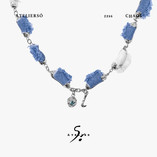 22SS CHAOS ｜巴别塔     牛仔系列 -牛仔蓝珠珠项链 商品图0