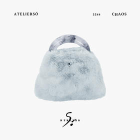 22SS CHAOS ｜巴别塔  皮具系列 -黑色晕染手柄+灰毛毛手袋