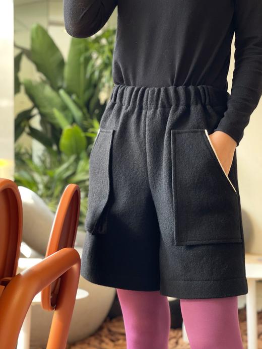 TYNVIE 大插袋百慕大羊毛短裤 -黑色 商品图8
