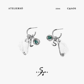 22SS CHAOS ｜巴别塔   牛仔系列 -LOSE牛仔珠珠耳钉（白一对）