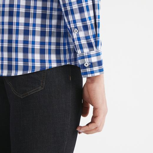 【特价】【竹纤维】柒牌男装长袖衬衫时尚潮流中青年百搭翻领格子贴袋衬衣	122A70750 商品图3