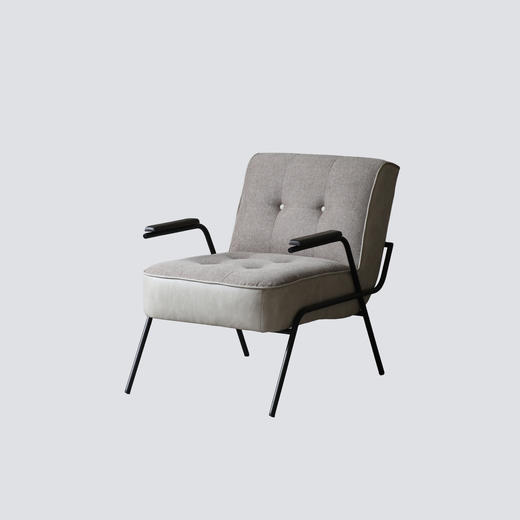 NS家居nsfurniture软包布艺PU拼接金属扶手椅单人沙发休闲椅NSAC-3200 商品图0
